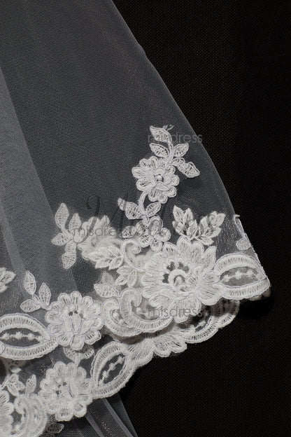 2 Layers Elbow Length Lace Wedding Veil - Wedding Veils