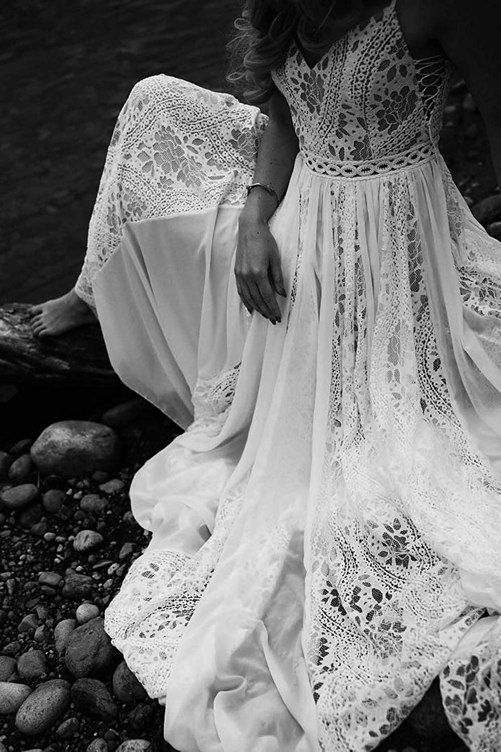 bohemian spaghetti strap dress Floral Spaghetti Strap Boho Dress  Empire Waist Ankle-Length Maxi