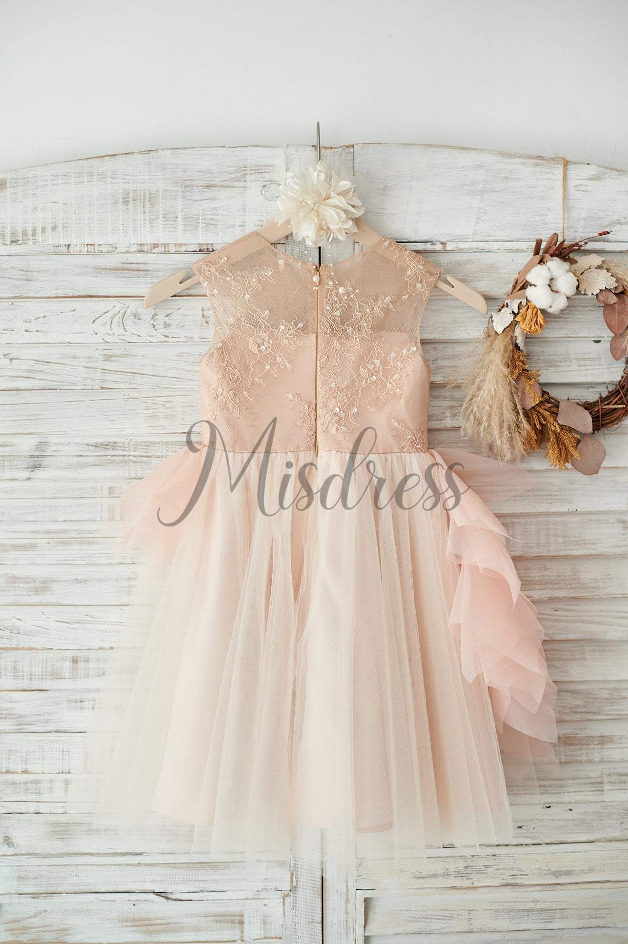 Lace Tulle Organza Ruffle Wedding Flower Girl Dress - Flower Girl Dresses