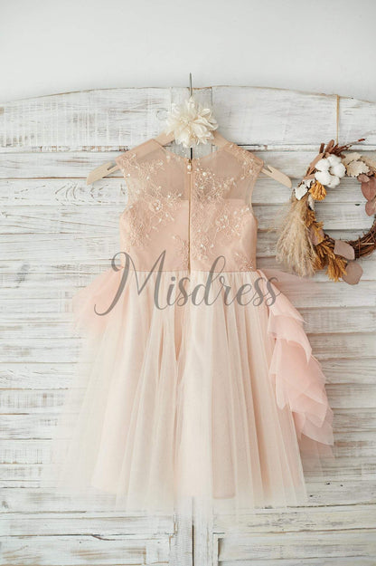 Lace Tulle Organza Ruffle Wedding Flower Girl Dress - Flower Girl Dresses