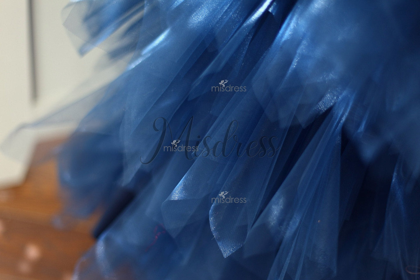 Backless Navy Blue Lace Ruffle Tulle Skirt Flower Girl Dress - Flower Girl Dresses