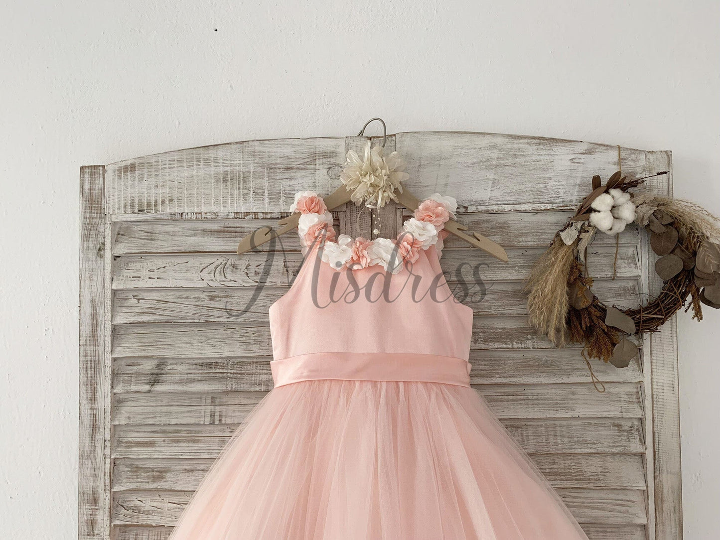 Pink 3D Flowers Wedding Flower Girl Dress Kids Party Dress - Flower Girl Dresses