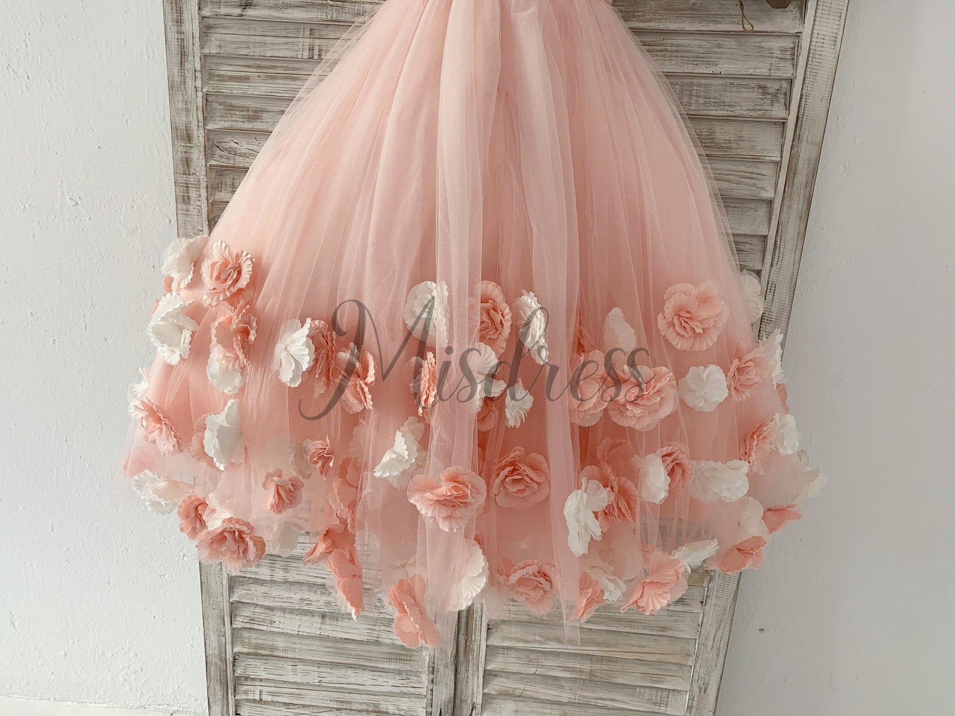 Pink 3D Flowers Wedding Flower Girl Dress Kids Party Dress - Flower Girl Dresses