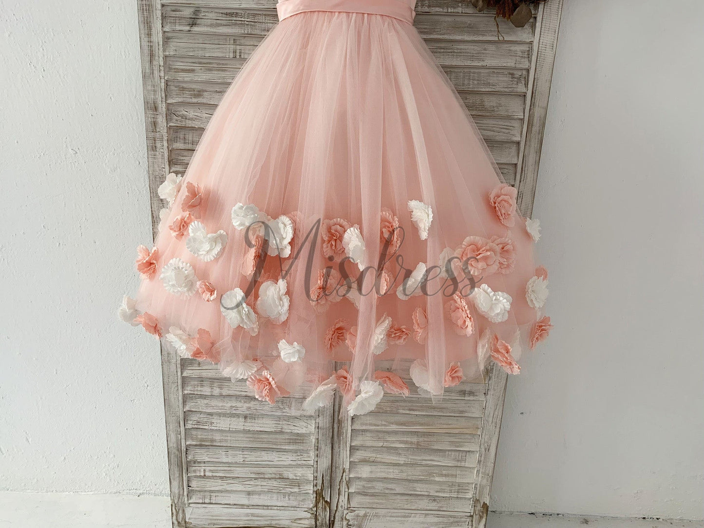 Pink 3D Flowers Wedding Flower Girl Dress Kids Party Dress - Flower Girl Dresses