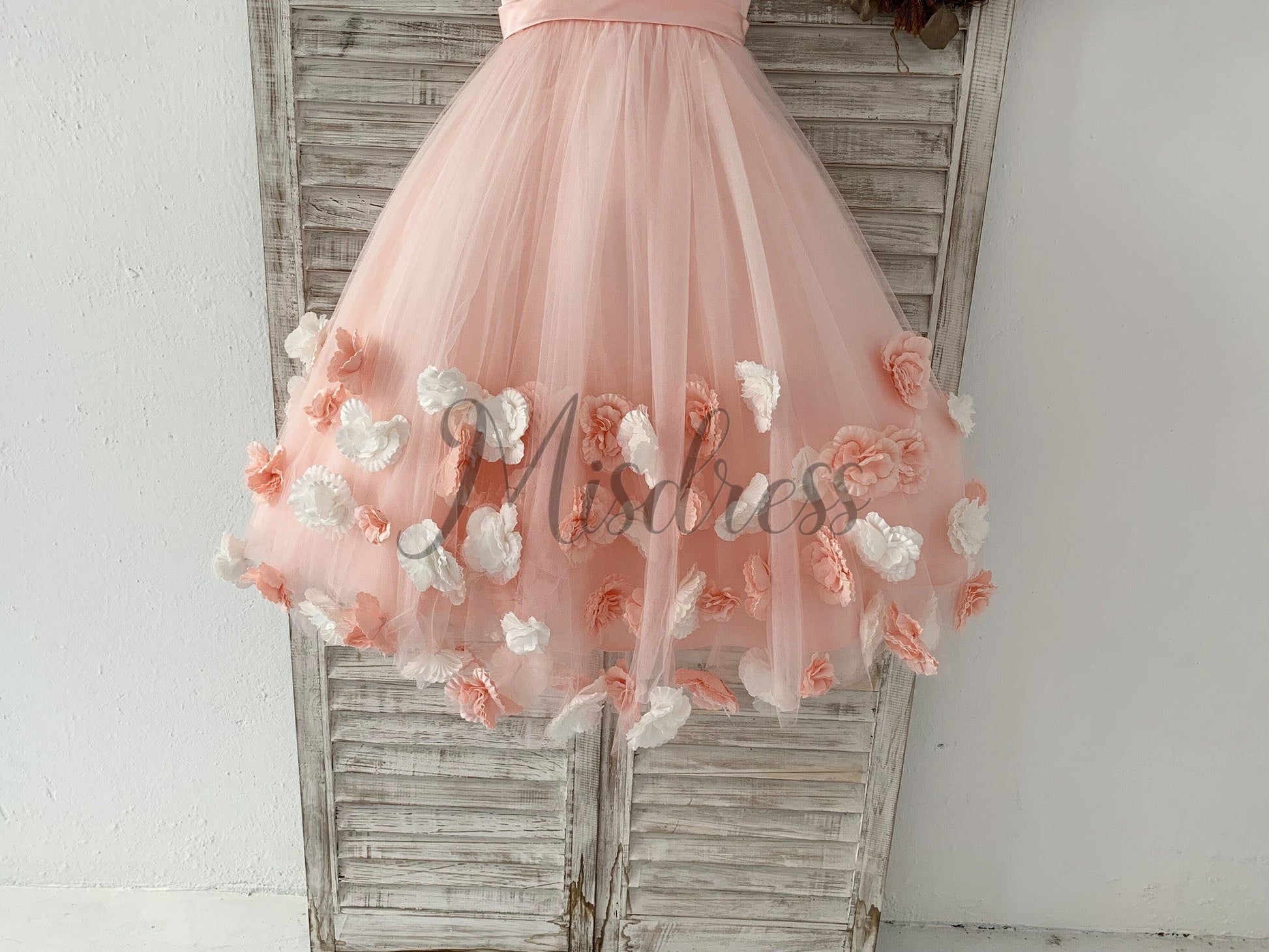 Pink 3D Flowers Wedding Flower Girl Dress Kids Party Dress - Flower Girl Dresses