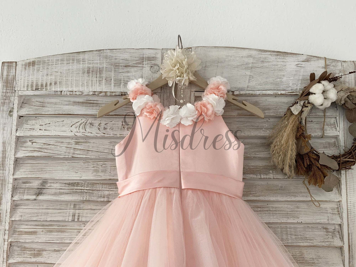 Pink 3D Flowers Wedding Flower Girl Dress Kids Party Dress - Flower Girl Dresses