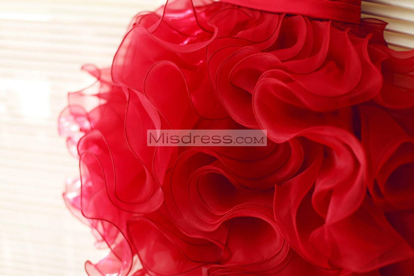 Red Satin Ruffle Organza Tutu Princess Flower Girl Dress - Flower Girl Dresses