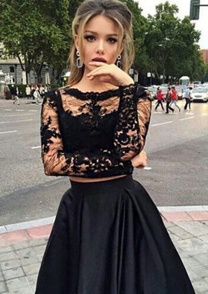 A-Line/Princess Full/Long Sleeve Bateau Long/Floor-Length