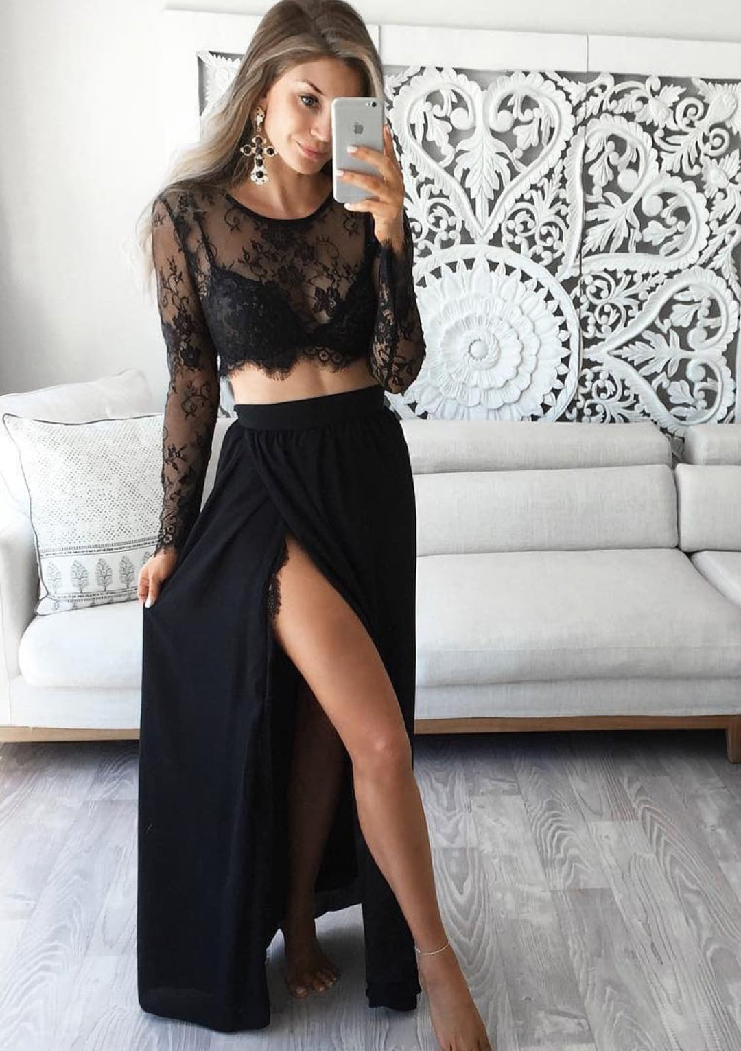 lace top chiffon skirt dress June Bridals Front Split Short Sleeve Two-piece Summer Wedding Dress Destination With Lace Top And Chiffon Skirt Simple Casual Bohemian