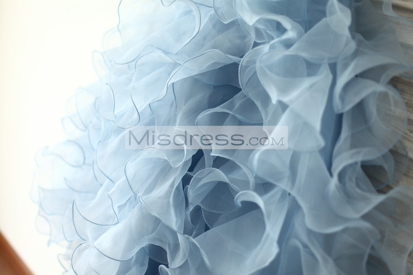 Blue Satin Ruffle Organza Skirt Princess Flower Girl Dress With Sash/flower - Flower Girl Dresses