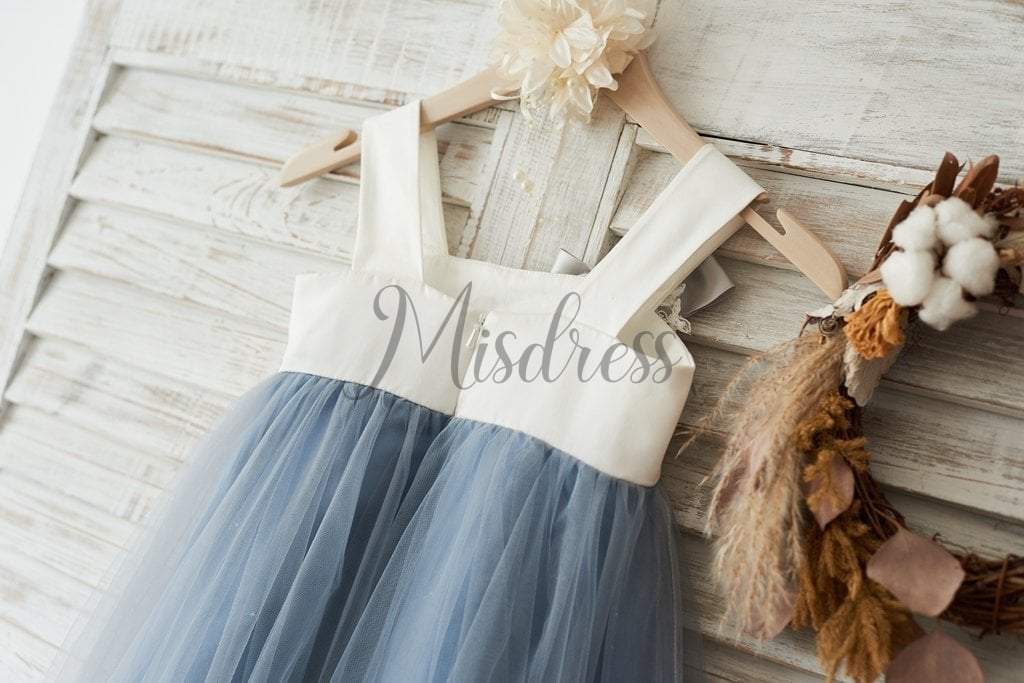 Dusty Gray Tulle Beaded Lace Wedding Flower Girl Dress - Flower Girl Dresses