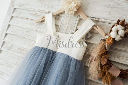 Dusty Gray Tulle Beaded Lace Wedding Flower Girl Dress - Flower Girl Dresses