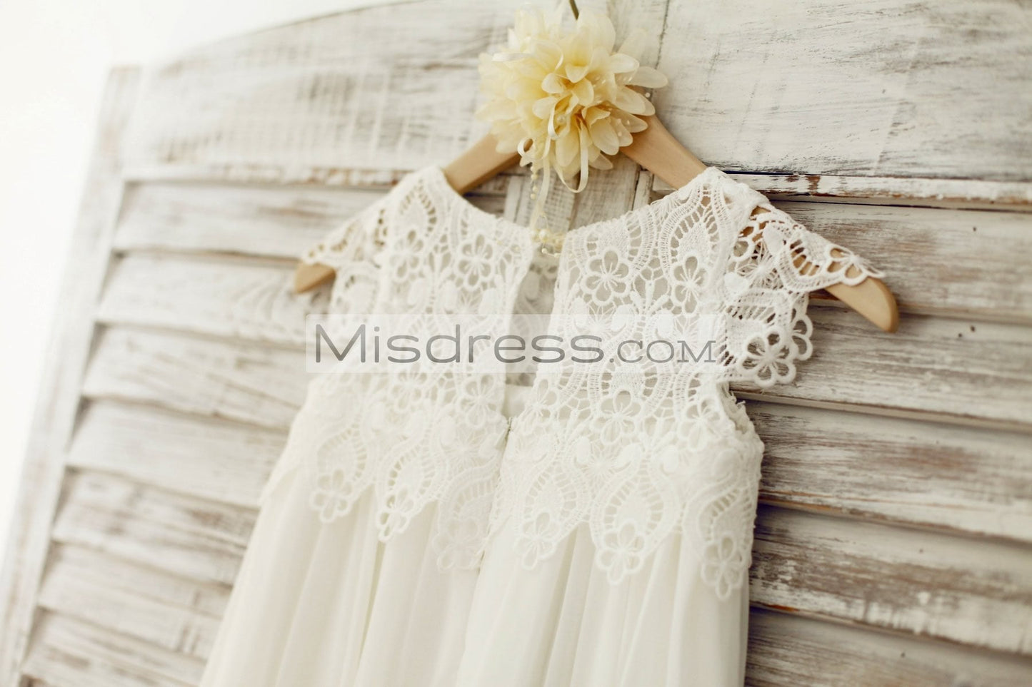 Boho Beach Lace Cap Sleeves Ivory Chiffon Flower Girl Dress - Flower Girl Dresses