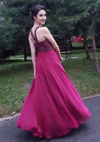 Chiffon Court Train A-Line/Princess Sleeveless Halter Zipper