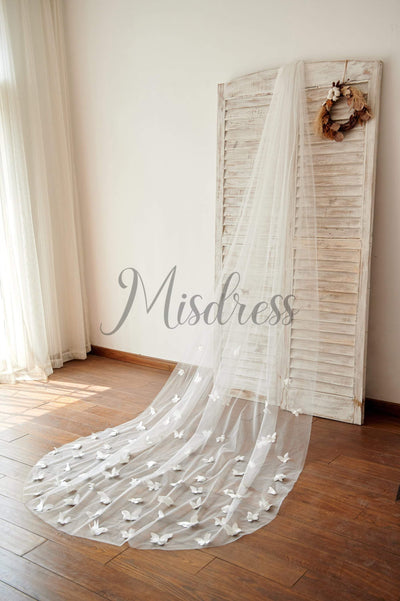 Butterfly 3M Long Cathedral Wedding Bridal Veil - Wedding Veils