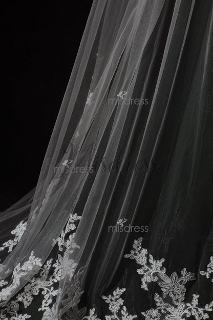 Cathedral Long Length Lace Appliques Wedding Veil - Wedding Veils