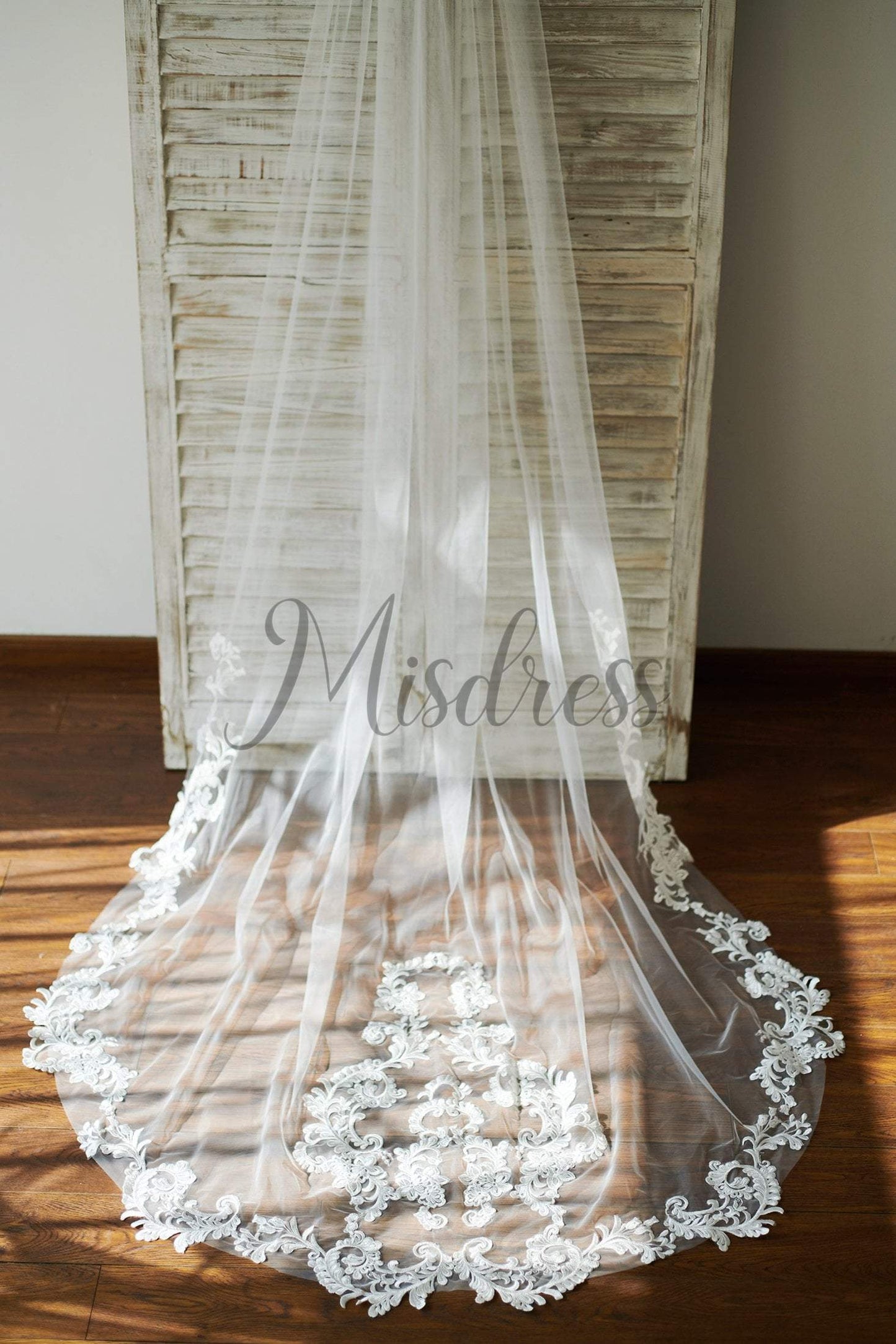Cathedral Long Tulle Lace Appliques Wedding Veil Bridal Veil - Wedding Veils