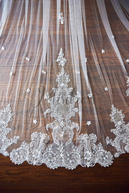 Cathedral Long Tulle Lace Wedding Veil Bridal Veil - Wedding Veils