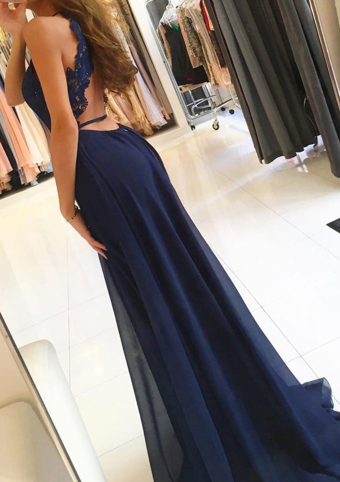 navy blue chiffon prom dress Dark Navy Strapless Sequined Formal Dress Prom Evening Gown