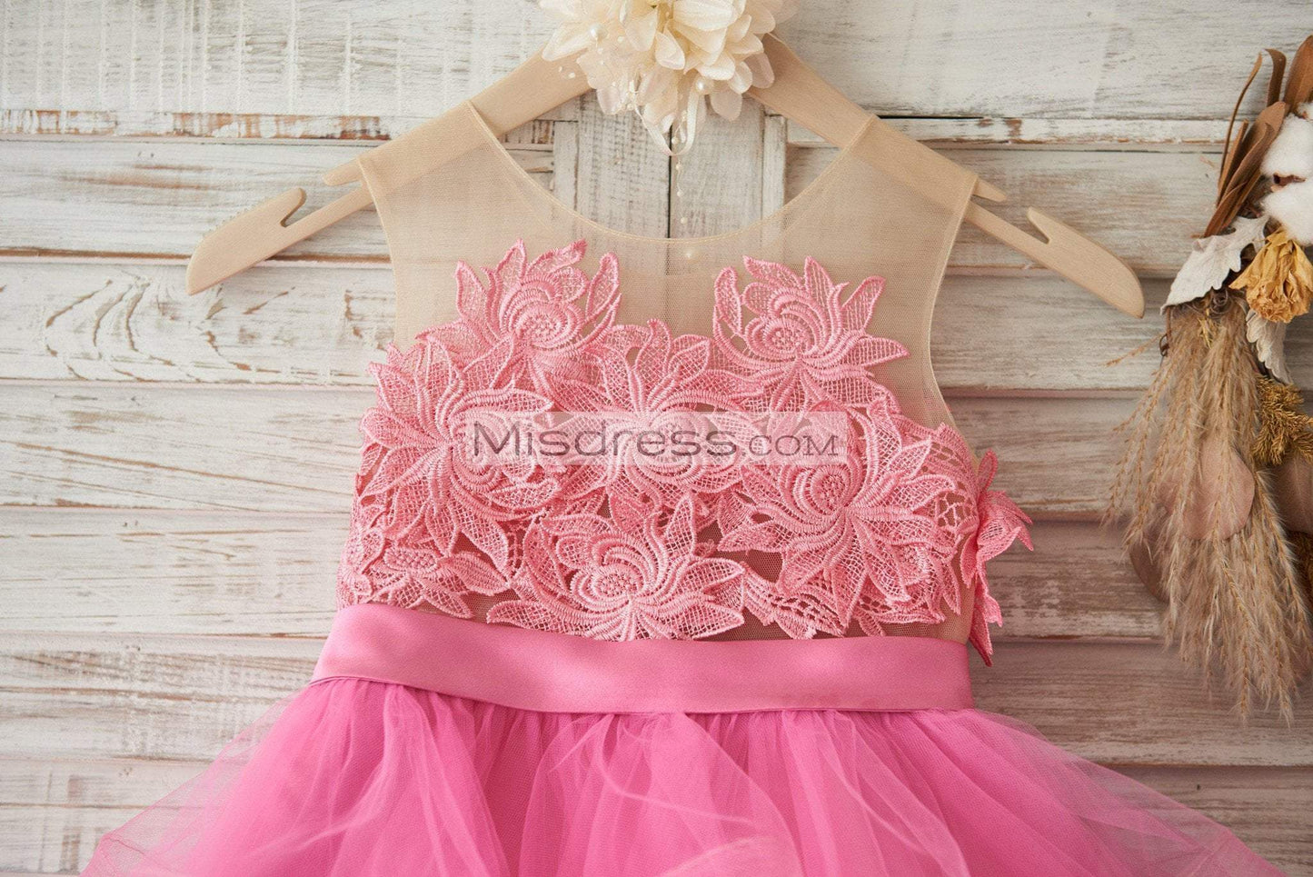 Cupcake Fuchsia Lace Tulle Wedding Flower Girl Dress With Horsehair Tulle Hem - Flower Girl Dresses