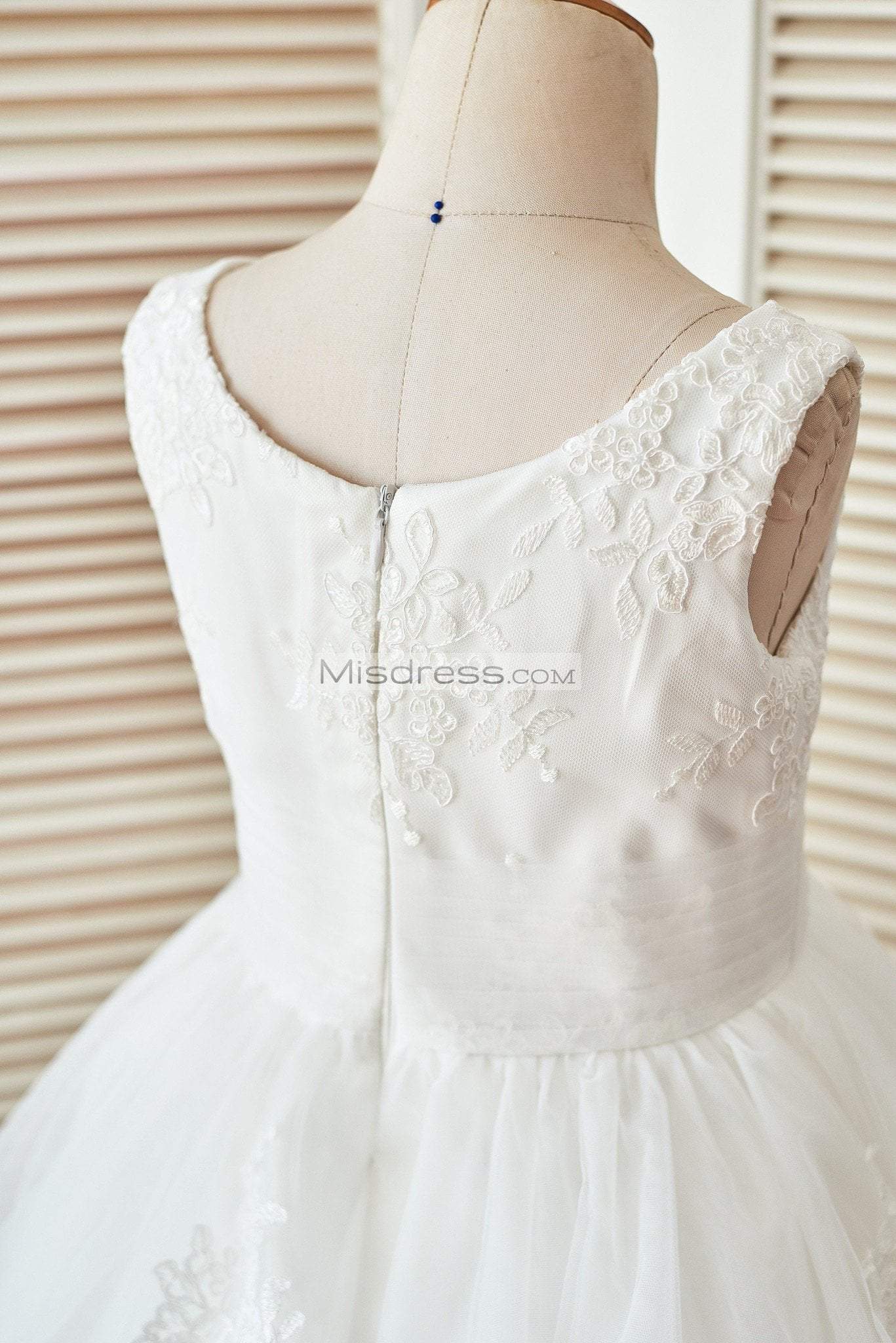 Cupcake Ivory Lace Tulle Wedding Flower Girl Dress with Horse Hair Tulle Hem - Flower Girl Dresses