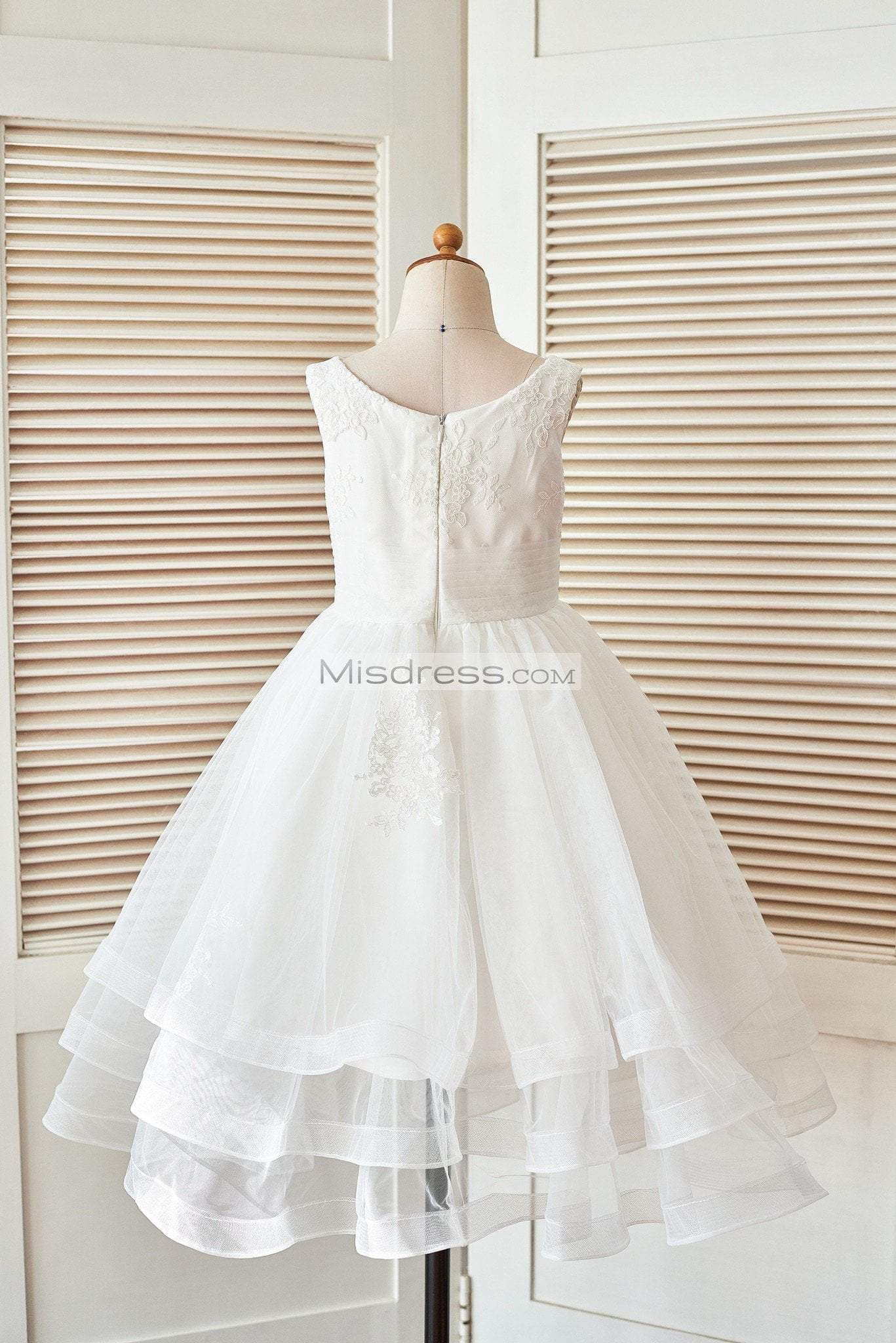 Cupcake Ivory Lace Tulle Wedding Flower Girl Dress with Horse Hair Tulle Hem - Flower Girl Dresses