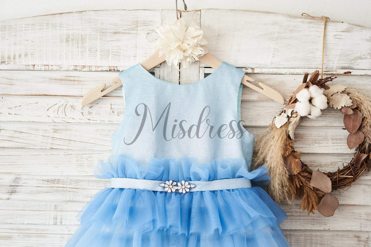 Ombre Blue Glittering Tulle Cupcake Wedding Flower Girl Dress - Flower Girl Dresses