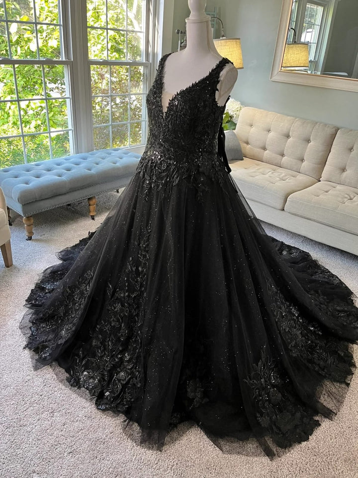gothic black formal dress Black Gothic Prom Evening Dresses with Slit Satin Strapless Corset Party Gowns