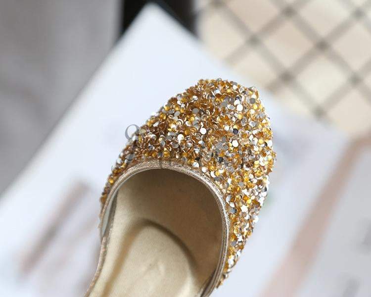 Gold/Silver Sequin Pearls Wedding Flower Girl Shoes Princess Shoes