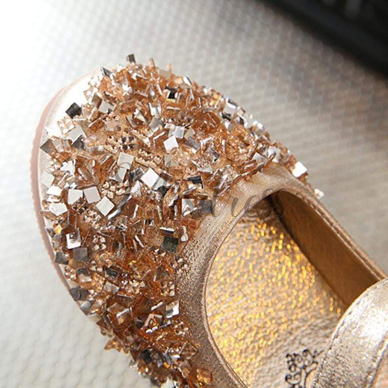Gold/Silver/Pink Leather Bow Sequin Flower Girl Shoes Wedding Party Princess Shoes EU Size 31 / Pink
