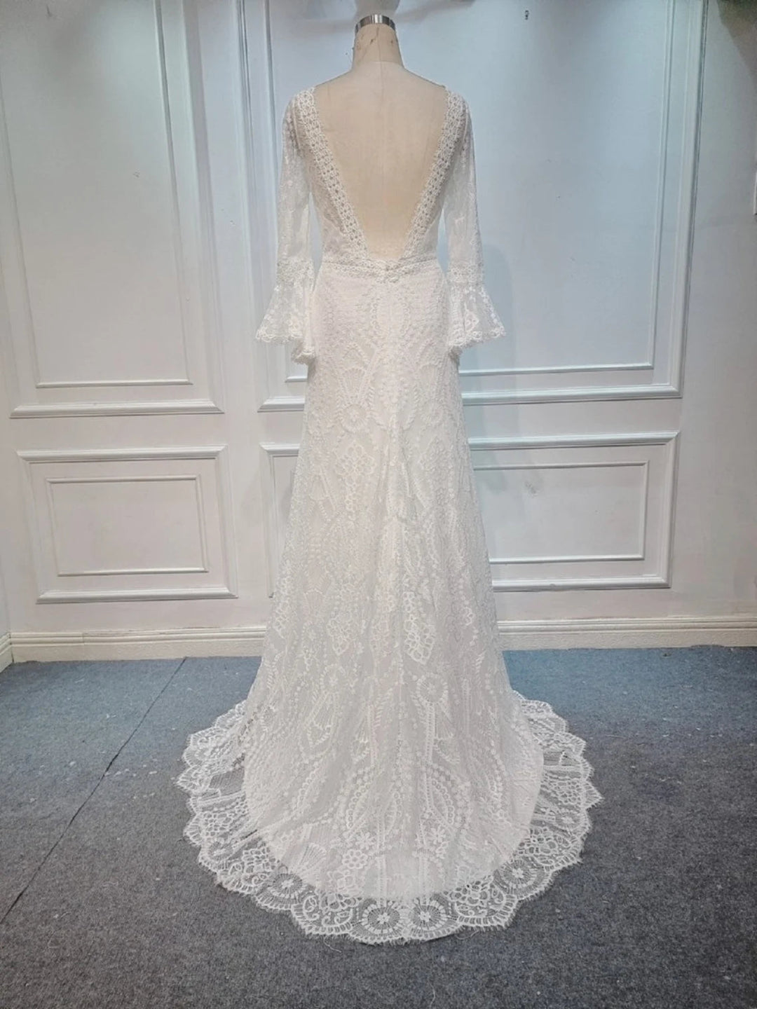flounce sleeve lace dress Favorite Flair White Lace Flounce Sleeve Dress