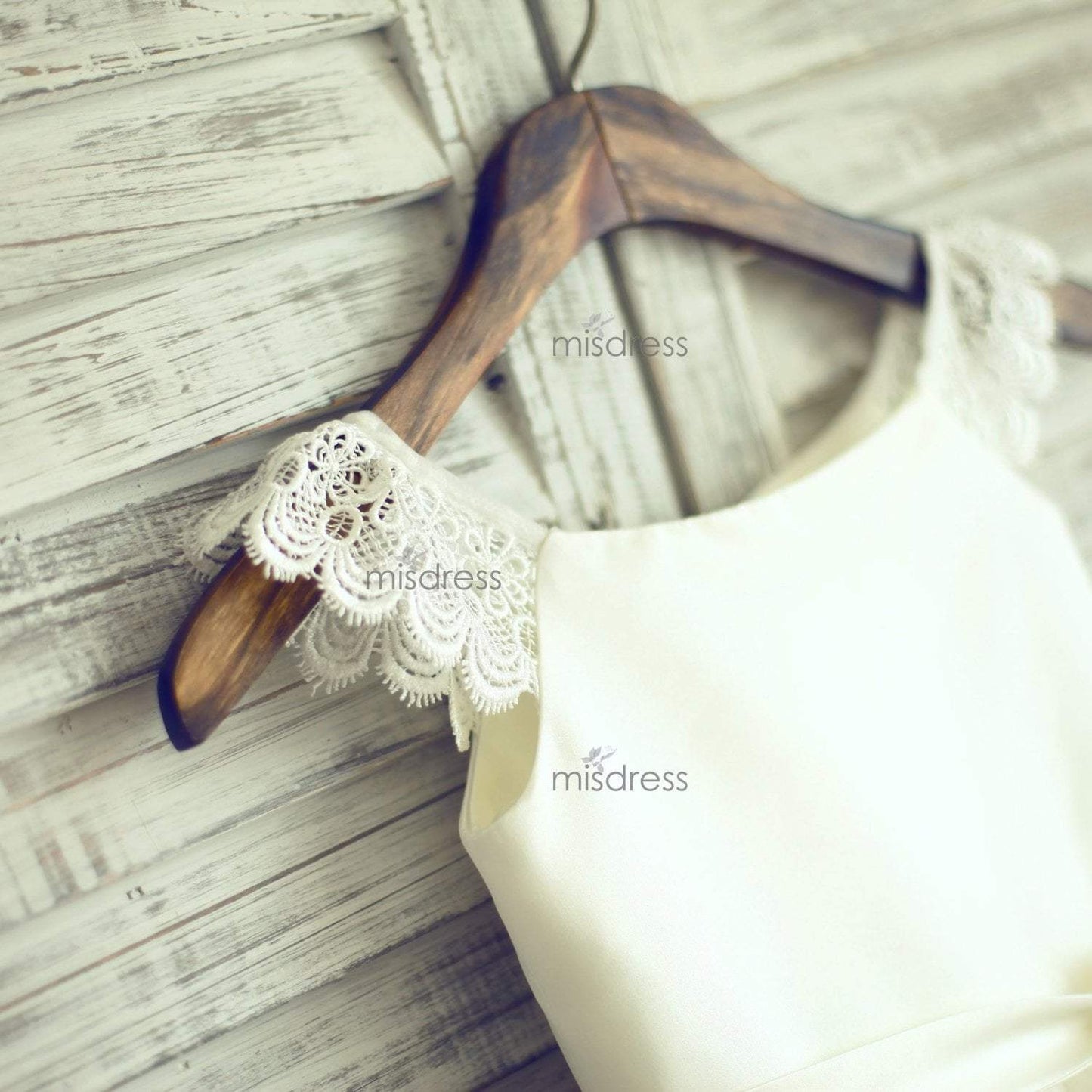 Ivory Lace Cap Sleeves Tulle Flower Girl Dress With Ivory Sash - Flower Girl Dresses
