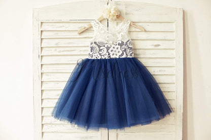 Ivory Lace Peach / Red / Silver / Purple Tulle Flower Girl Dress - 1T --- Chest = 20 inches/ Waist = 19 inches/ Hollow to knee = 20.5 inches