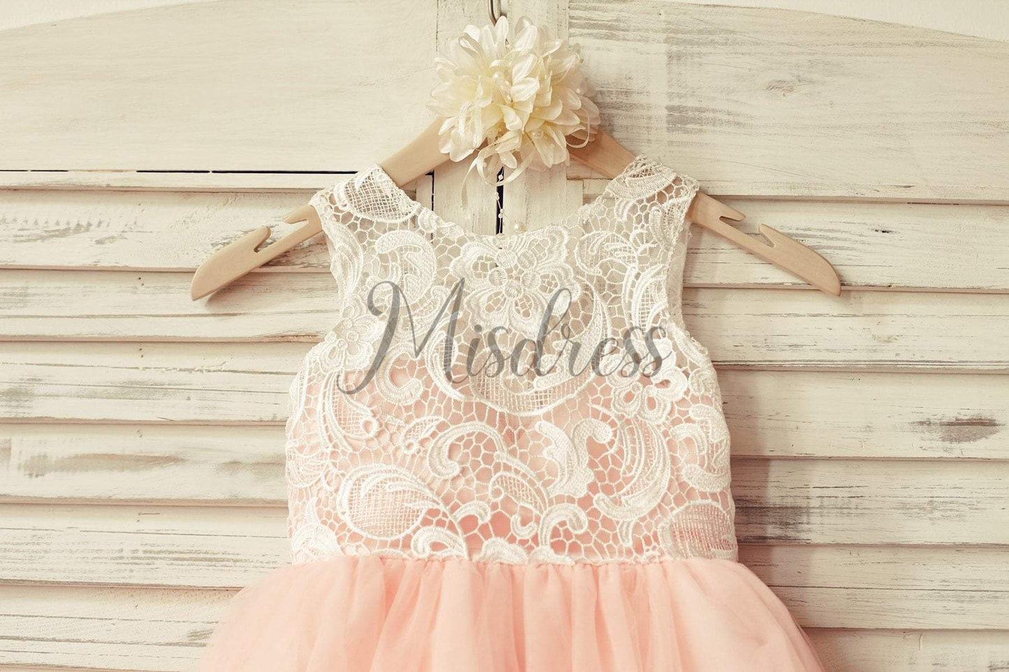 Ivory Lace Peach / Red / Silver / Purple Tulle Flower Girl Dress - Flower Girl Dresses