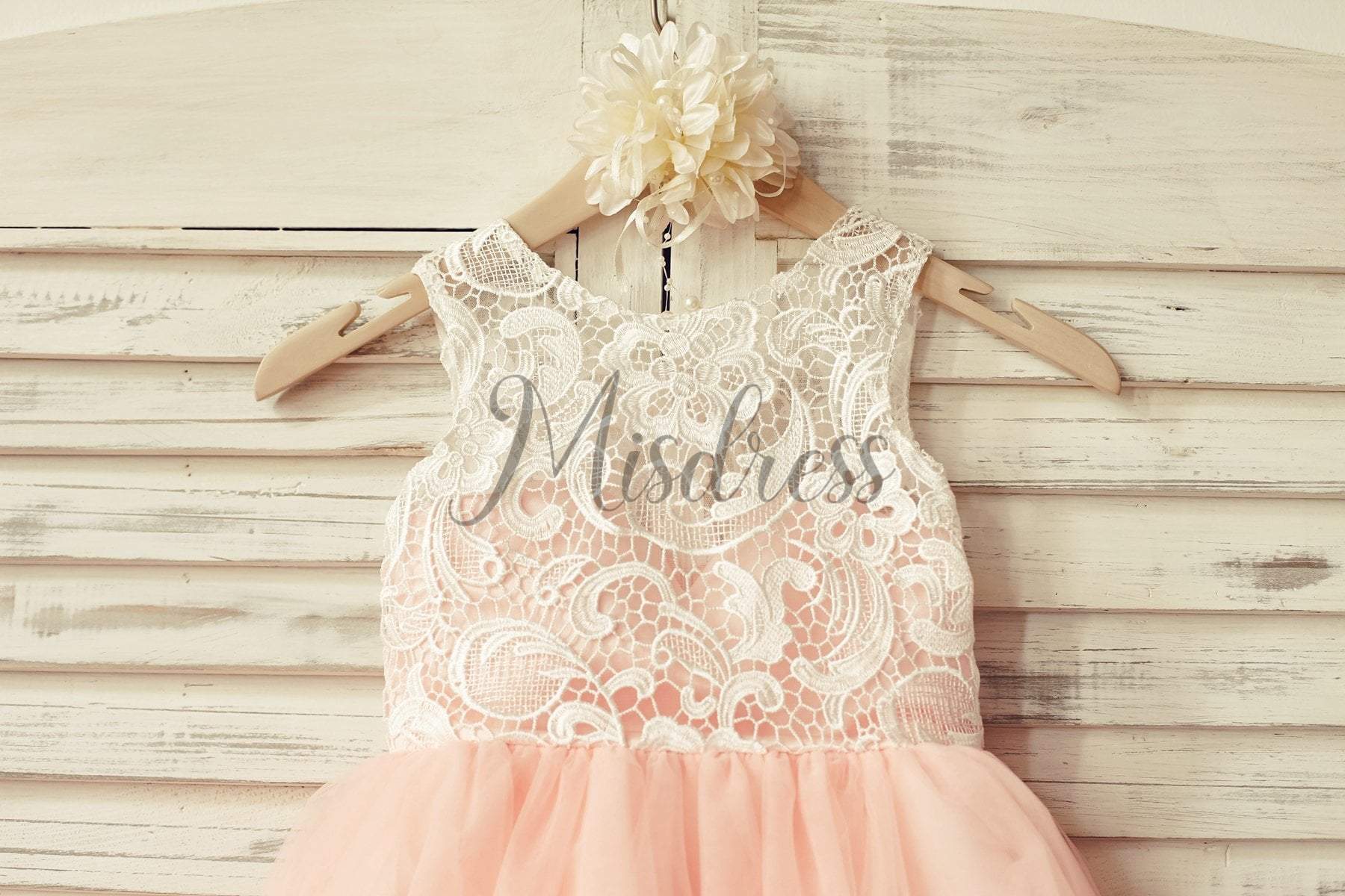 Ivory Lace Peach / Red / Silver / Purple Tulle Flower Girl Dress - Flower Girl Dresses