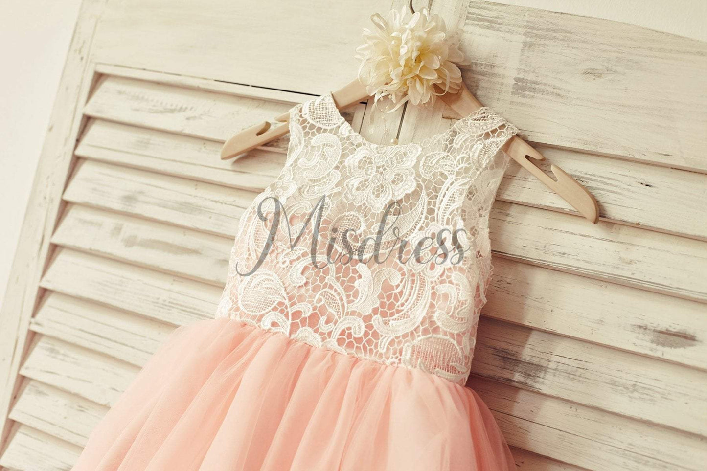 Ivory Lace Peach / Red / Silver / Purple Tulle Flower Girl Dress - Flower Girl Dresses
