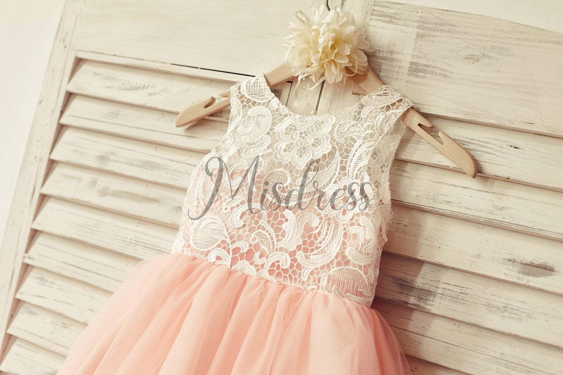 Ivory Lace Peach / Red / Silver / Purple Tulle Flower Girl Dress - Flower Girl Dresses