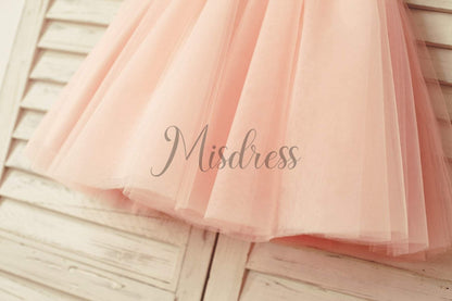 Ivory Lace Peach / Red / Silver / Purple Tulle Flower Girl Dress - Flower Girl Dresses