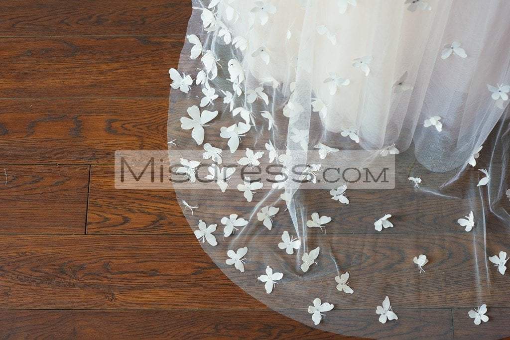 Ivory Lace Pink Tulle Wedding Party Flower Girl Dress with Butterfly Cape - Flower Girl Dresses