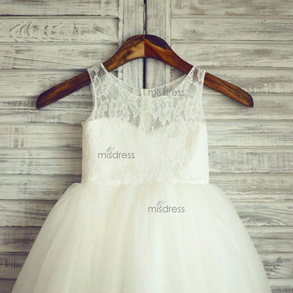 Ivory Lace Tulle Tutu Ball Gown Princess Flower Girl Dress - Flower Girl Dresses