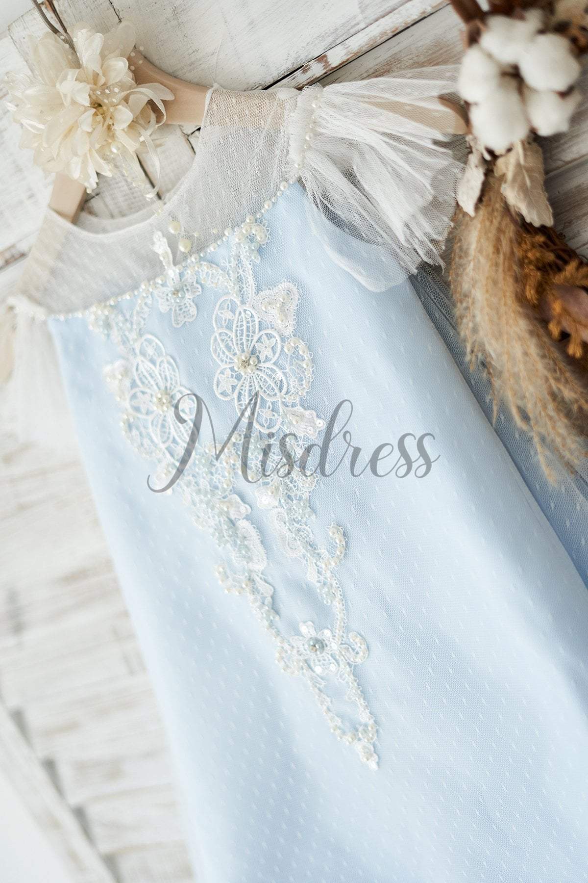 Ivory Polka Dot Lace Tulle Cap Sleeves Wedding Flower Girl Dress - Flower Girl Dresses