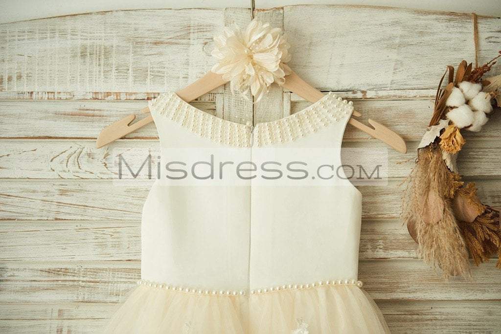 slim fit dress slacks Naxos SS26 Baby White & Gold Tulle Dress