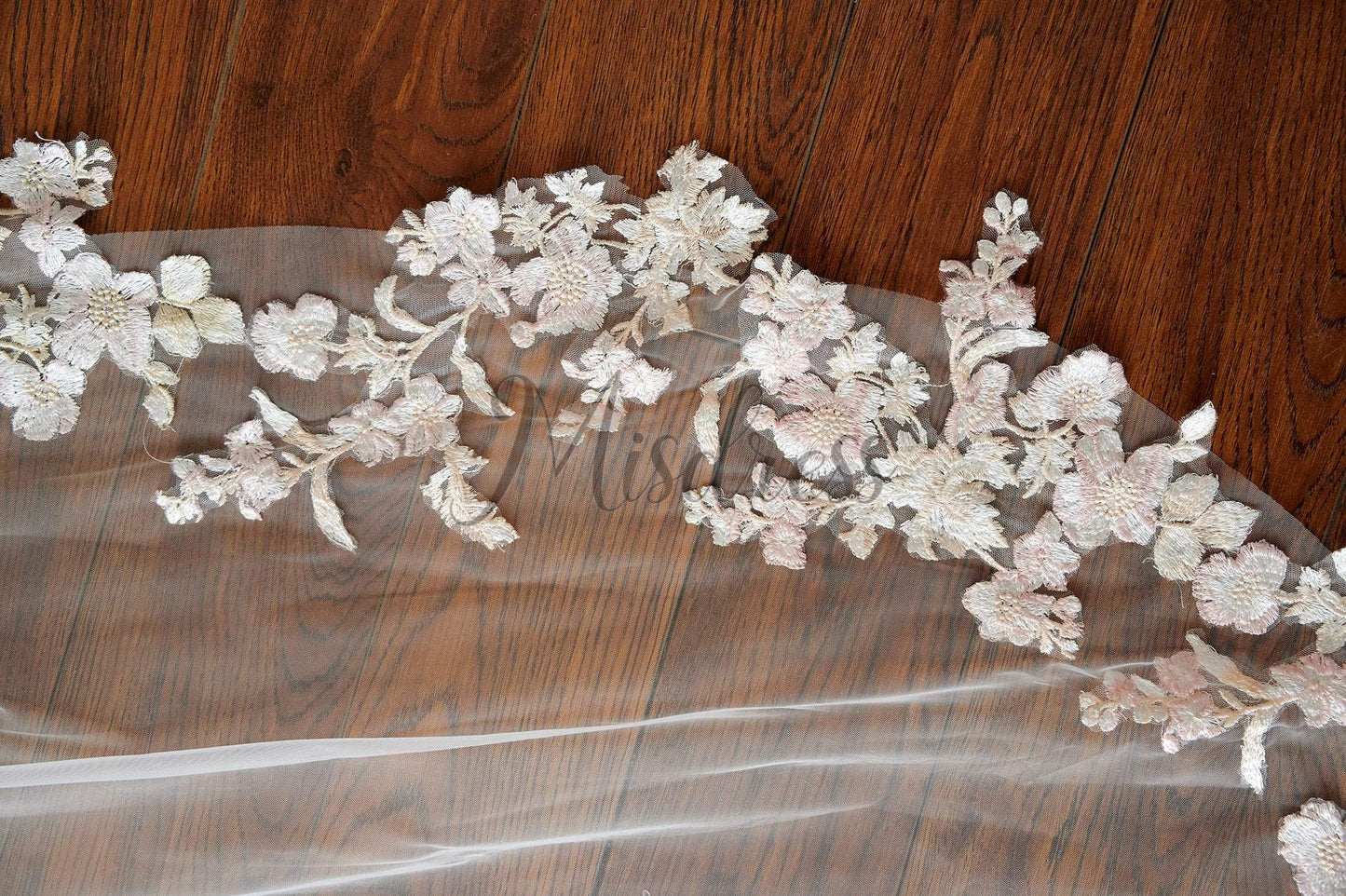 Ivory Champagne Lace Long Cathedral Wedding Bridal Veil - Wedding Veils