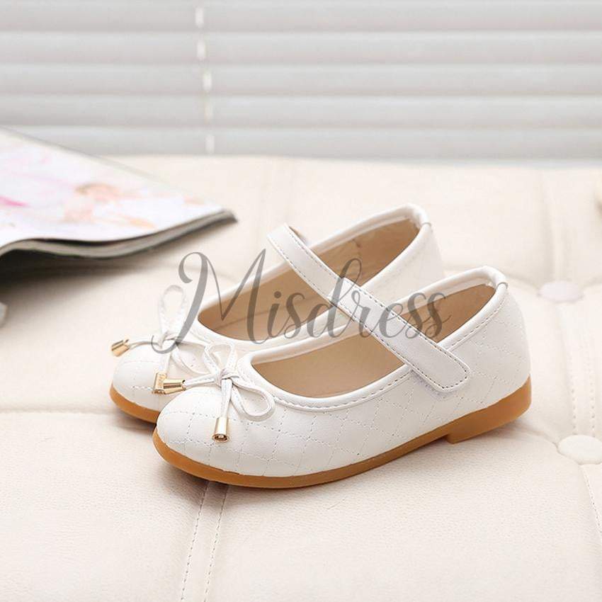 Ivory/Black/Red/Pink Bowknot Leather Wedding Flower Girl Shoes Kids Party Shoes EU Size 23 / Ivory