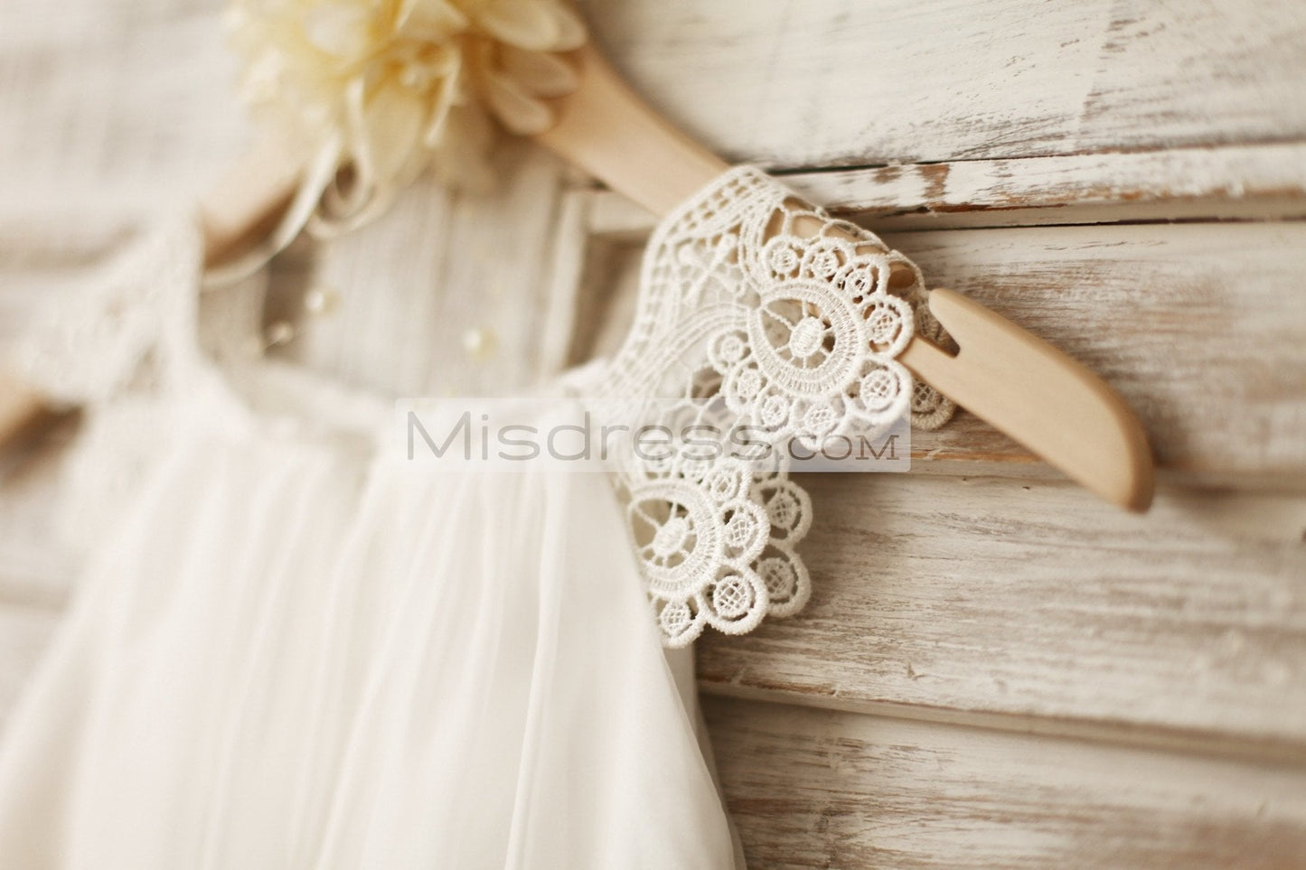 Lace Cap Sleeves Boho Beach Ivory Chiffon Flower Girl Dress - Flower Girl Dresses