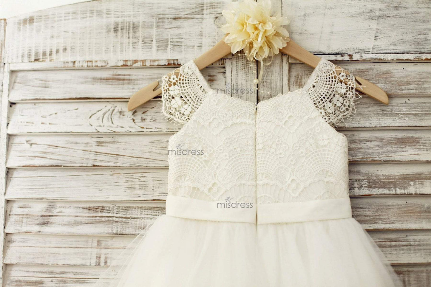 Lace Cap Sleeves Ivory Tulle Tutu Flower Girl Dress - Flower Girl Dresses
