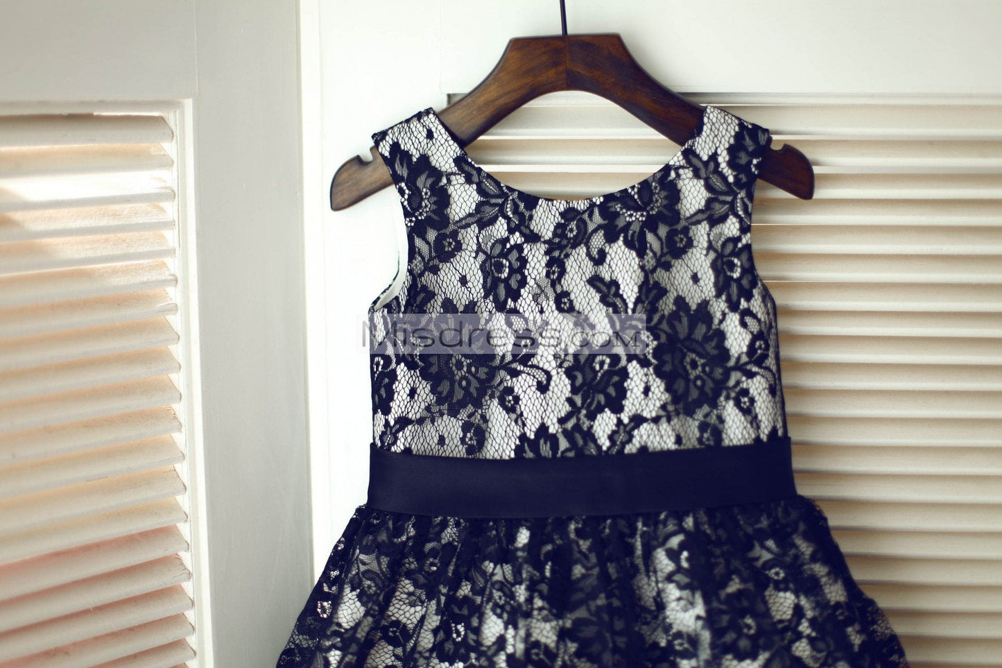 Black Lace Wedding Flower Girl Dress with Silver Gray Lining - Flower Girl Dresses