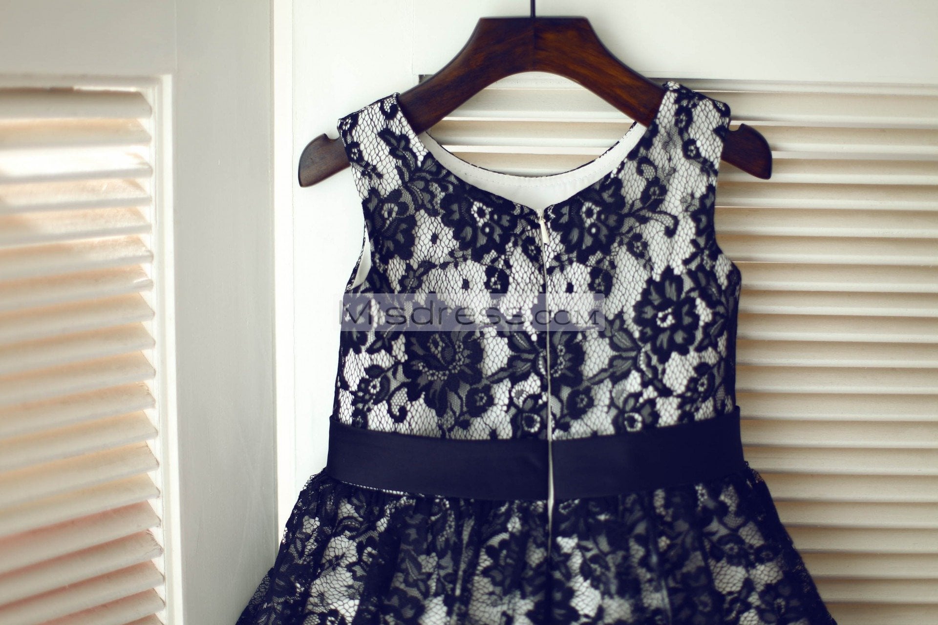 Black Lace Wedding Flower Girl Dress with Silver Gray Lining - Flower Girl Dresses