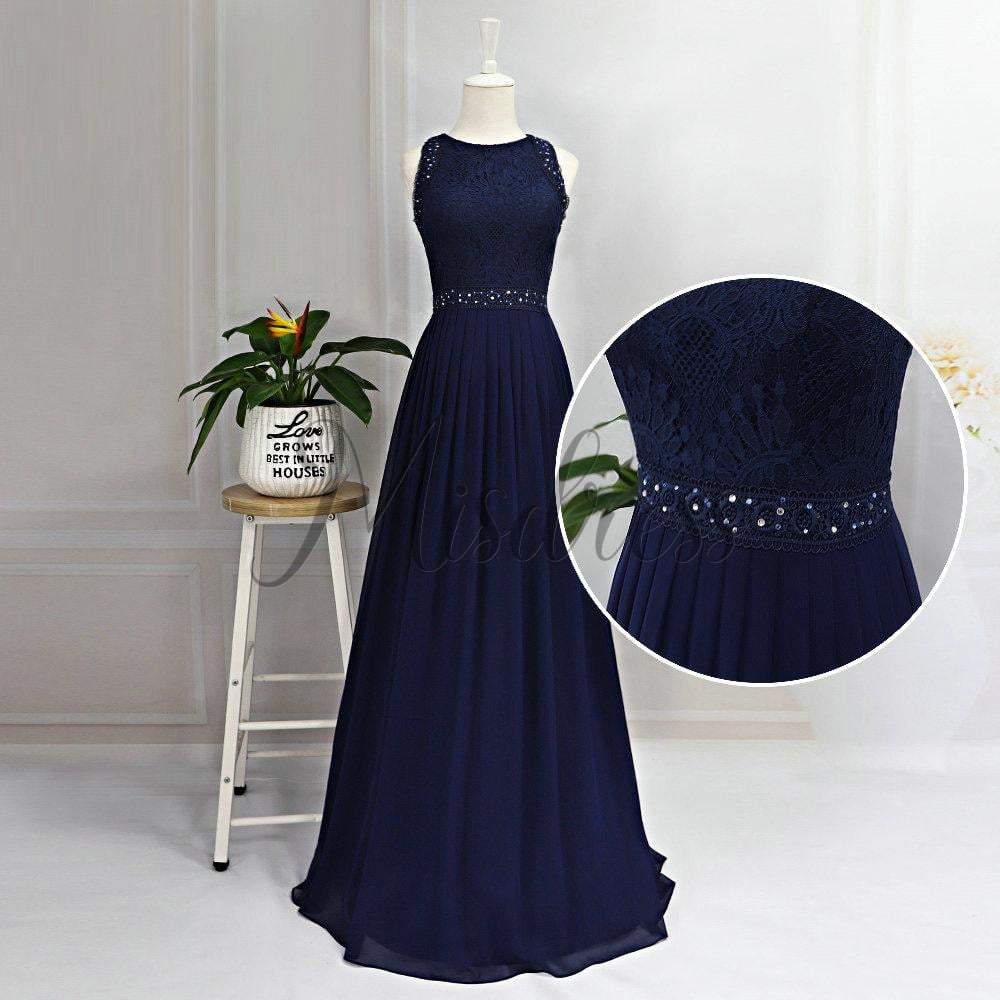 Lace Chiffon Floor Length Bridesmaid Dress Wedding Party Dress - Prom Dresses