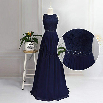 Lace Chiffon Floor Length Bridesmaid Dress Wedding Party Dress - Prom Dresses